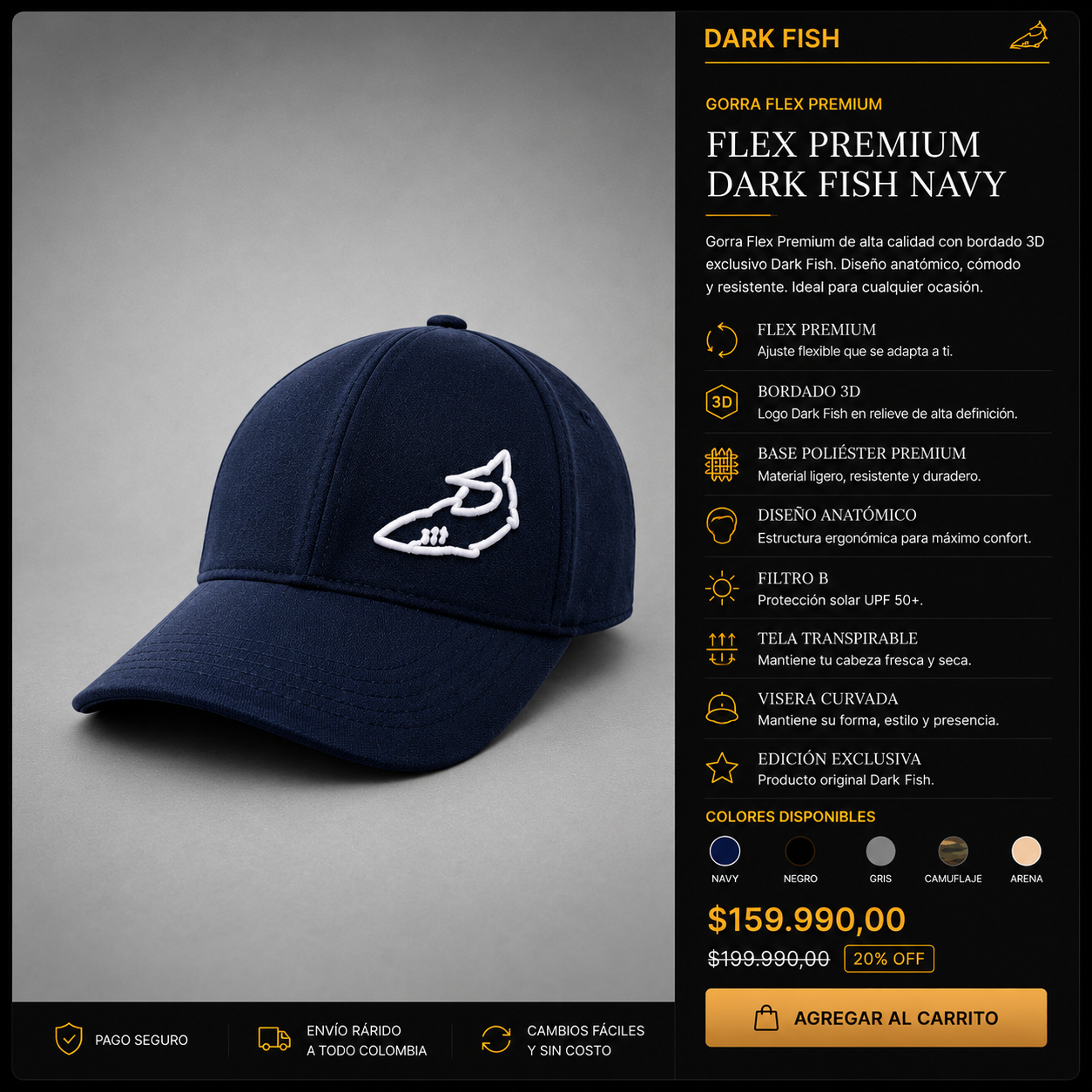 Gorra Flex Premium Dark Fish Navy