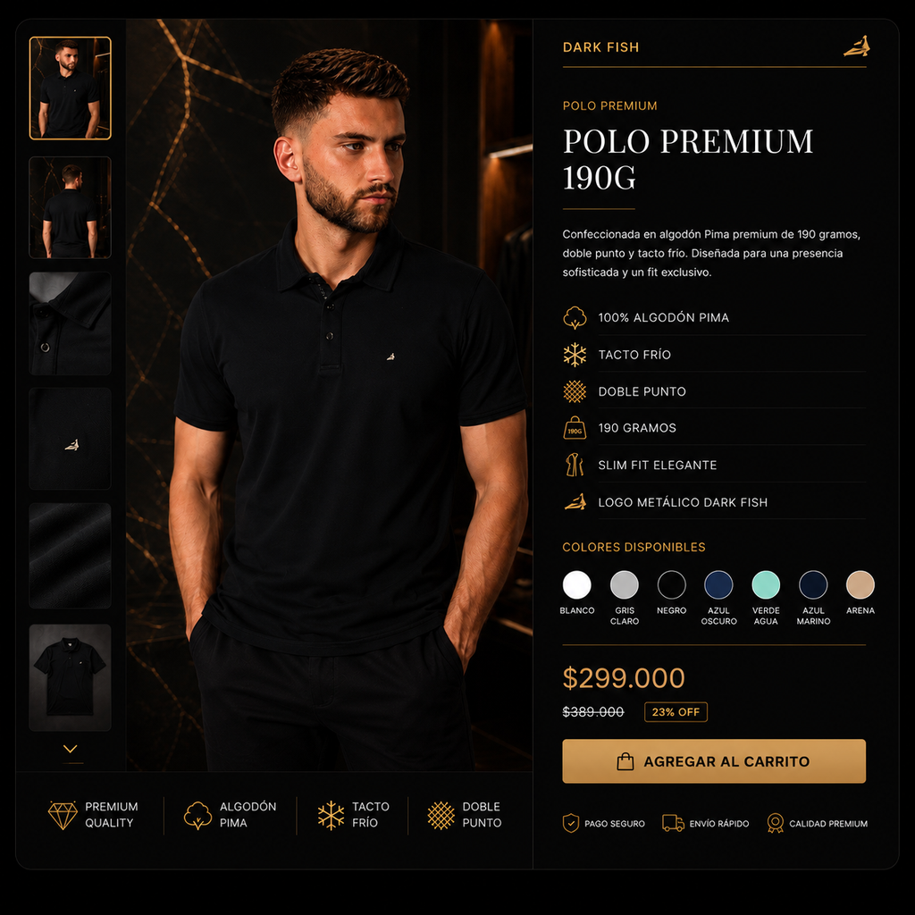 Polo Premium Dark Fish 190G | Algodón Pima